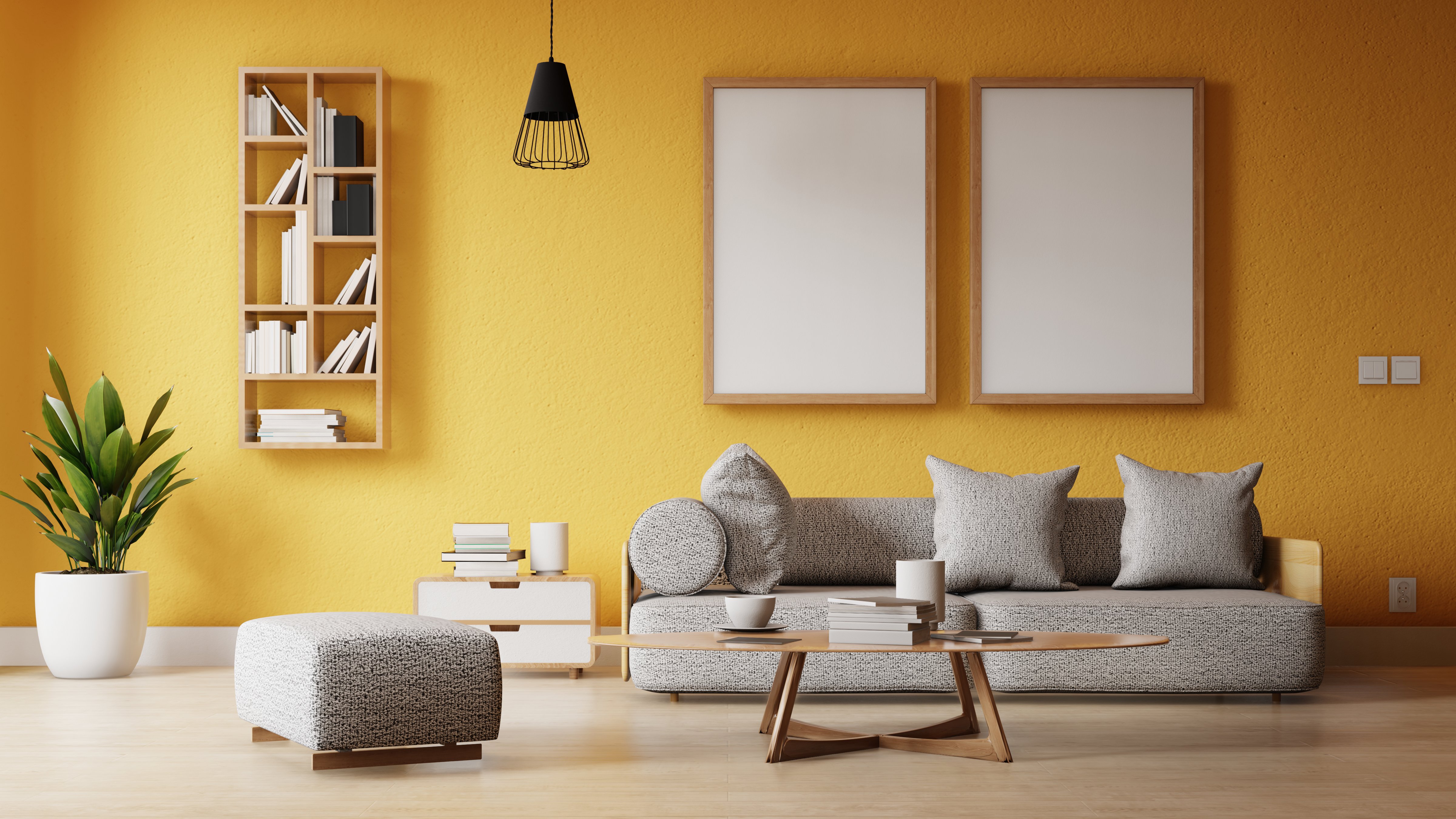 Interior Frame Living Room With Colorful White Sofa 