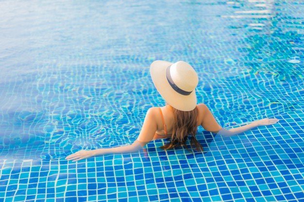 Swimming Woman in Condo in Manila