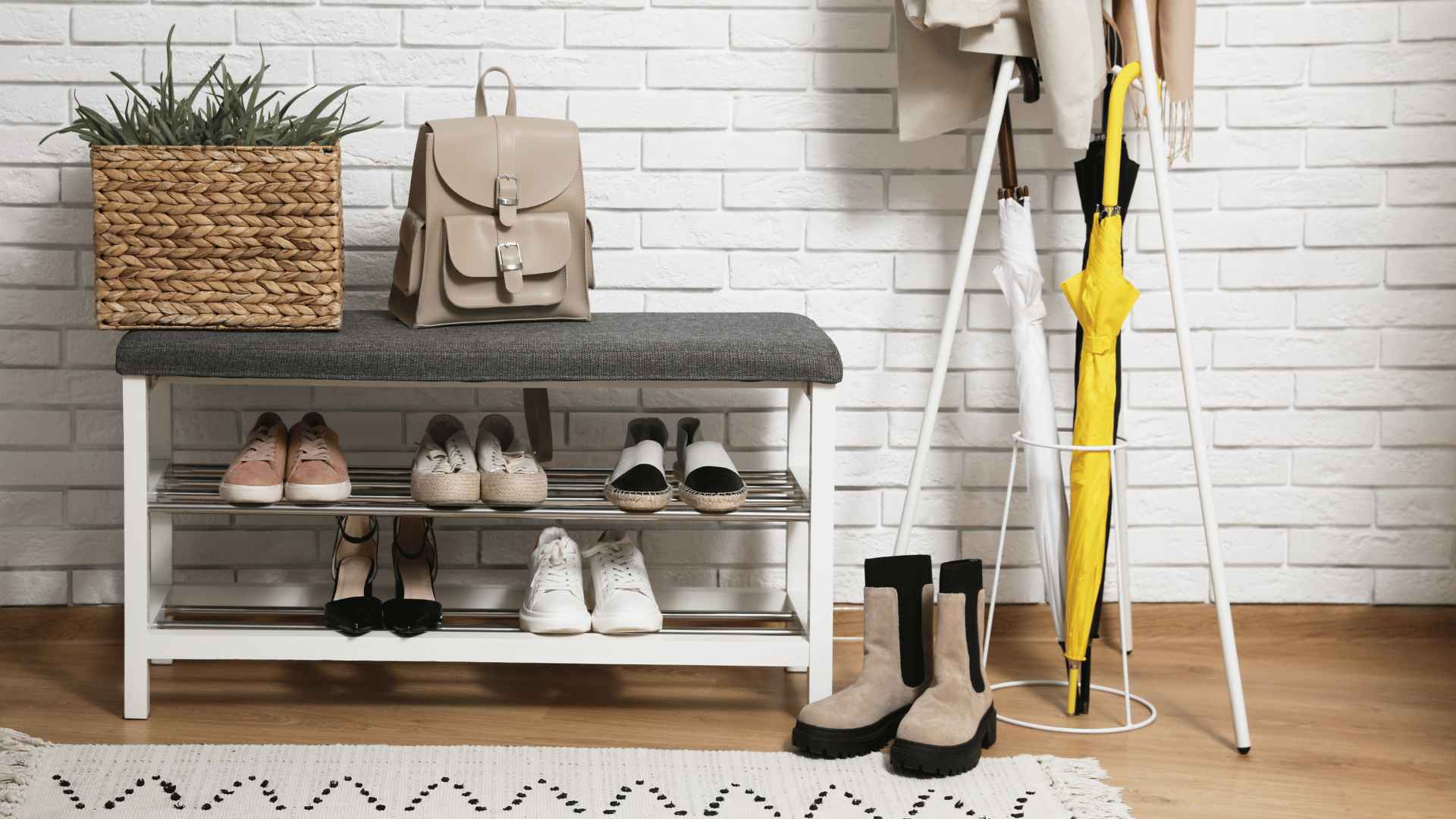 Grey Shoe Storage Bench - Jojo - EZ Living Furniture